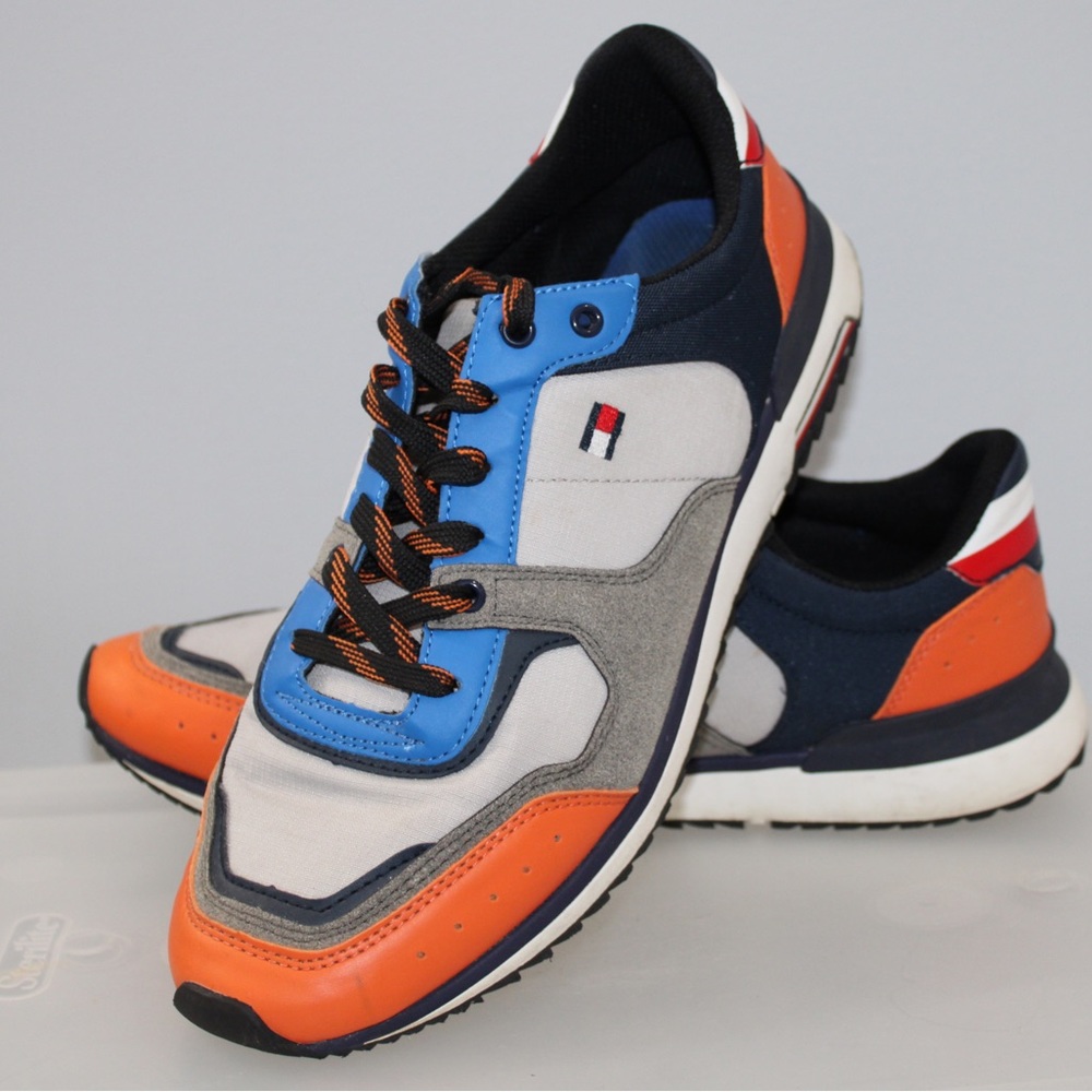 Tommy Hilfiger Mens Volts Sneakers Orange and sky blue